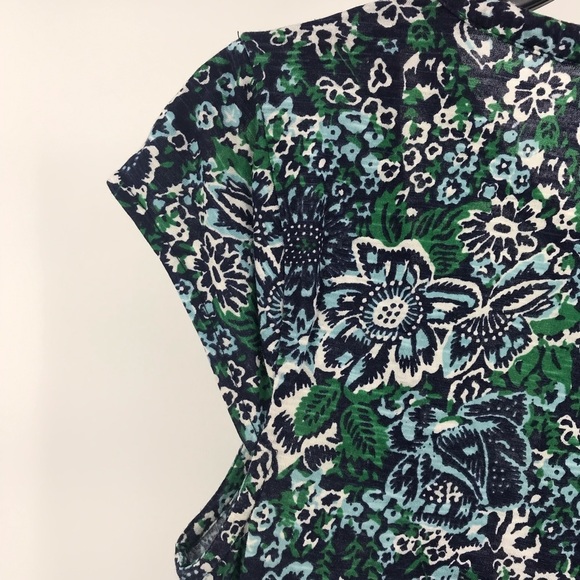 Lucky Brand green blue floral button front top #A3 - Picture 8 of 8